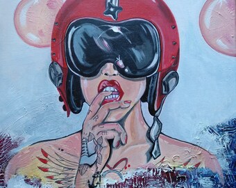 Bubble Trouble Arcylic  painting - high quality papper print