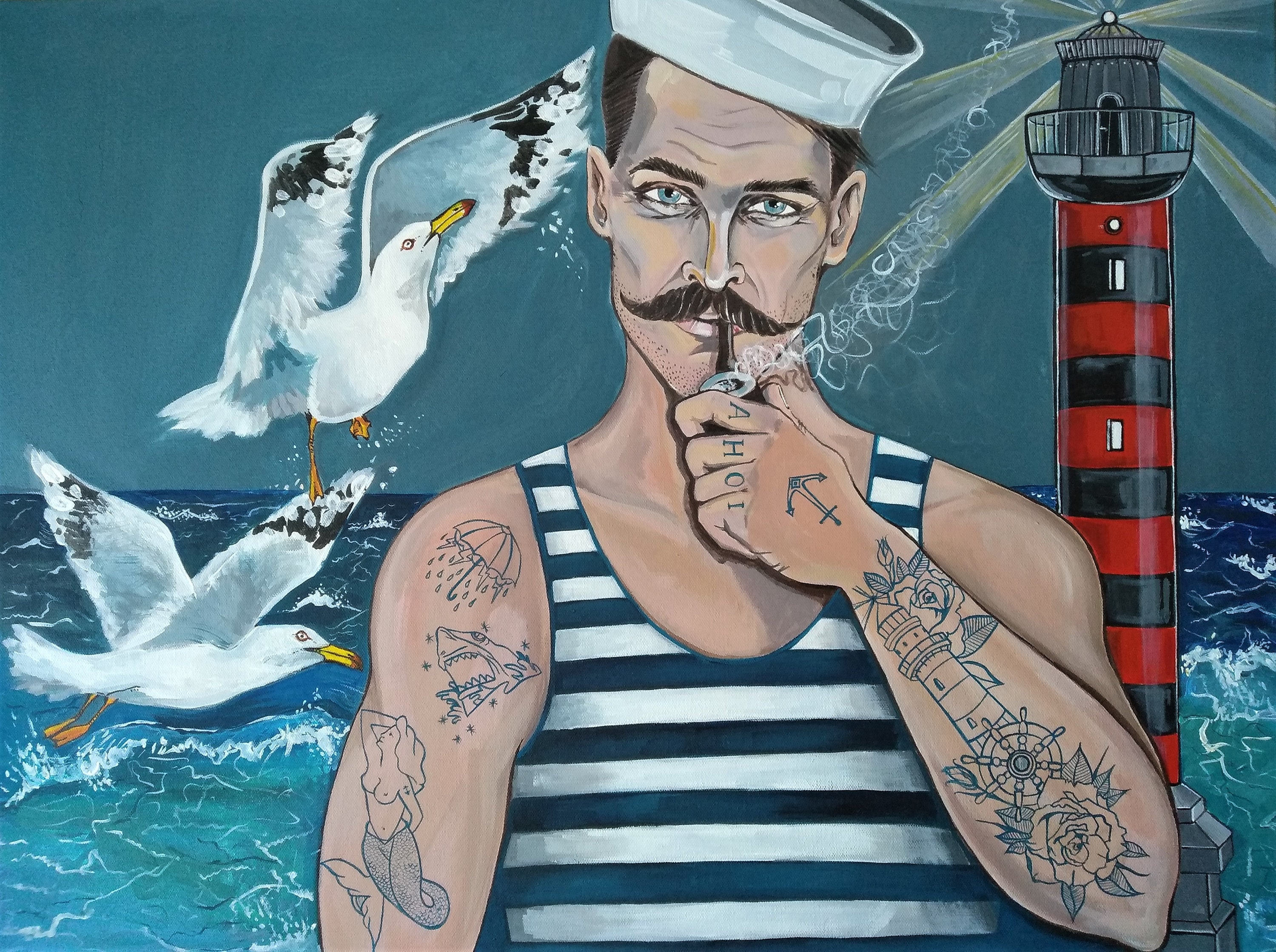 Sailor Original Painting Print on Streched Canvas Etsy UK