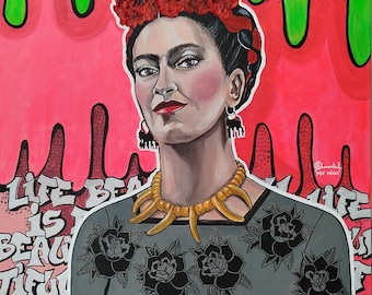 POP Frida acrylic painting - high quality papper print