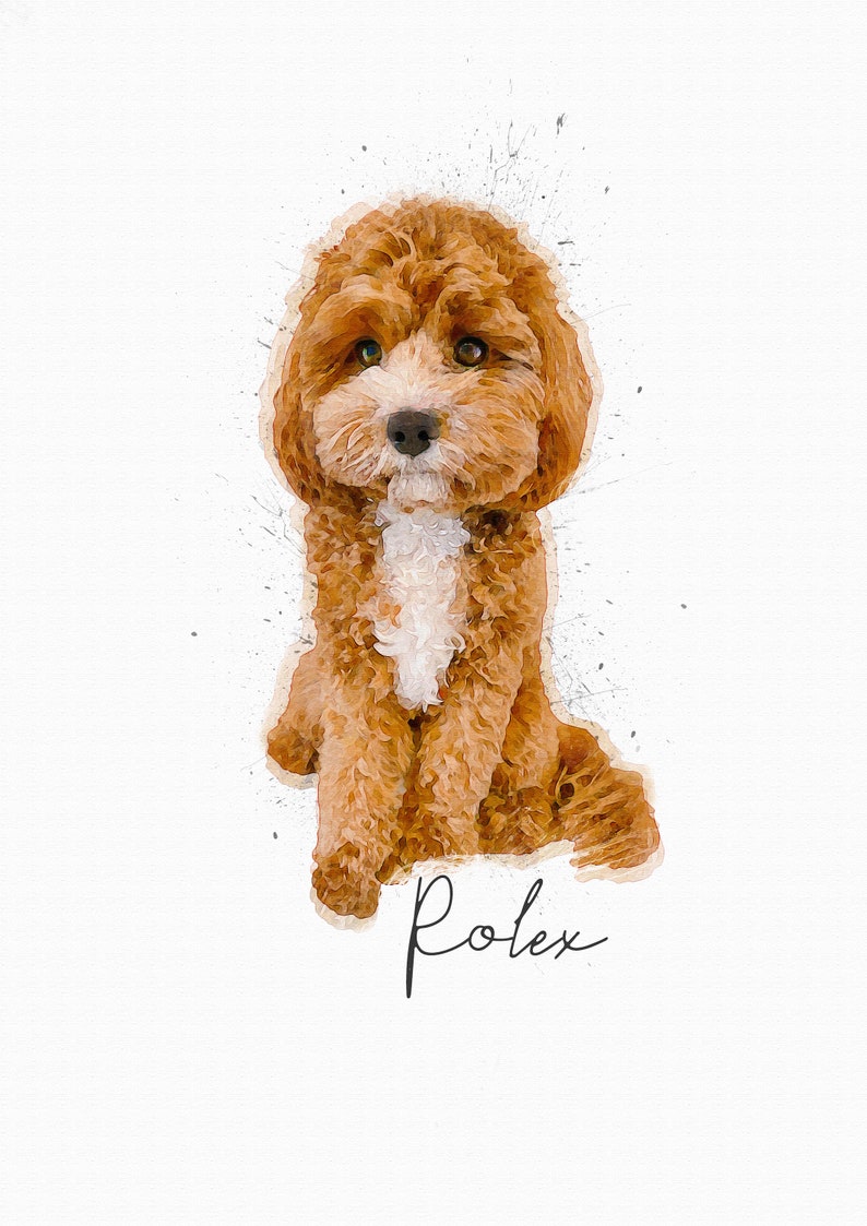 Watercolor Custom Pet Portrait Digital Pet Painting Canvas Diamond Painting Dog Personalized Gift Pet Gift Urns Memorials Pet Supplies