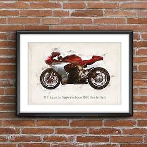 MV Agusta Superveloce 800 Serie Oro, art sketch poster [no frame]