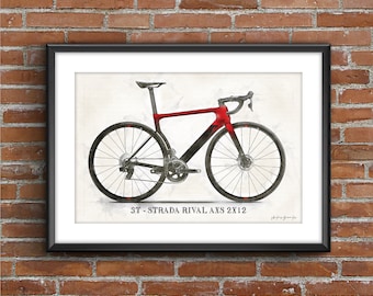 3T STRADA RIVAL AXS 2X12 – Cycling Print - Art Sketch Poster [no frame]