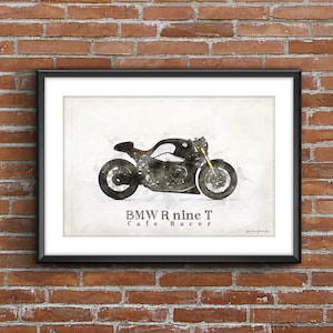 BMW R nine T Cafe Racer, poster schizzo artistico [senza cornice]