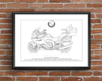 BMW K1600GTL "EXCLUSIVE", art sketch poster [no frame]