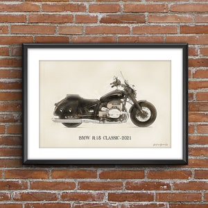 BMW R18 Classic - 2021, art sketch poster [no frame]