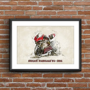 Ducati Panigale V4 - 2016, art sketch poster [no frame]