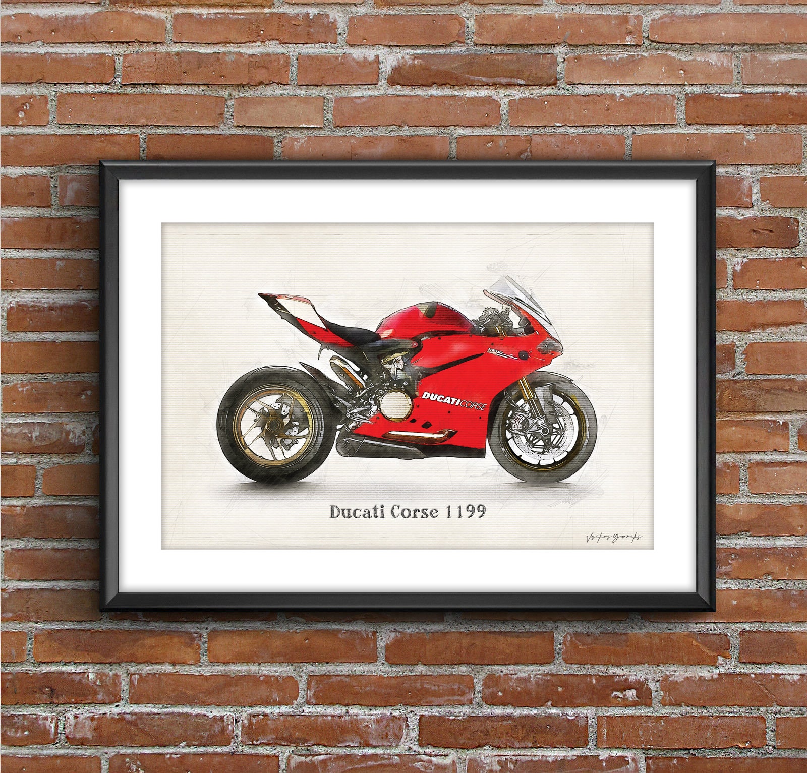 Ducati Corse 1199, art sketch poster [no frame]