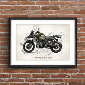BMW R 1250 GS - 2020, art sketch poster [no frame]