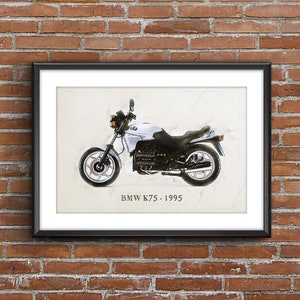 BMW K75 (1995), art sketch poster [no frame]