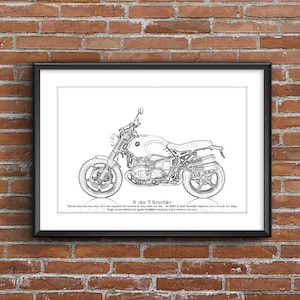 BMW R Nine T Scrambler、アートスケッチポスター[フレームなし]
