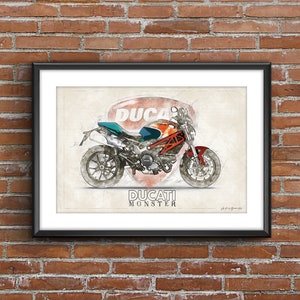 Ducati Monster 796 Art (With Logo or without), sketch poster [no frame]