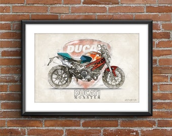 Ducati Monster 796 Art (With Logo or without), sketch poster [no frame]