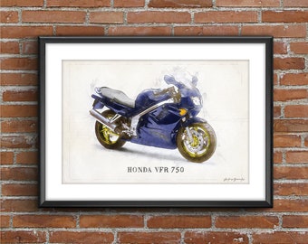 HONDA VFR 750 - 1996, art sketch poster [no frame]