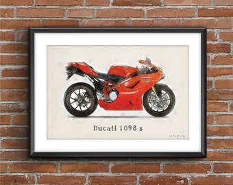 Ducati 1098S, art sketch poster [no frame]