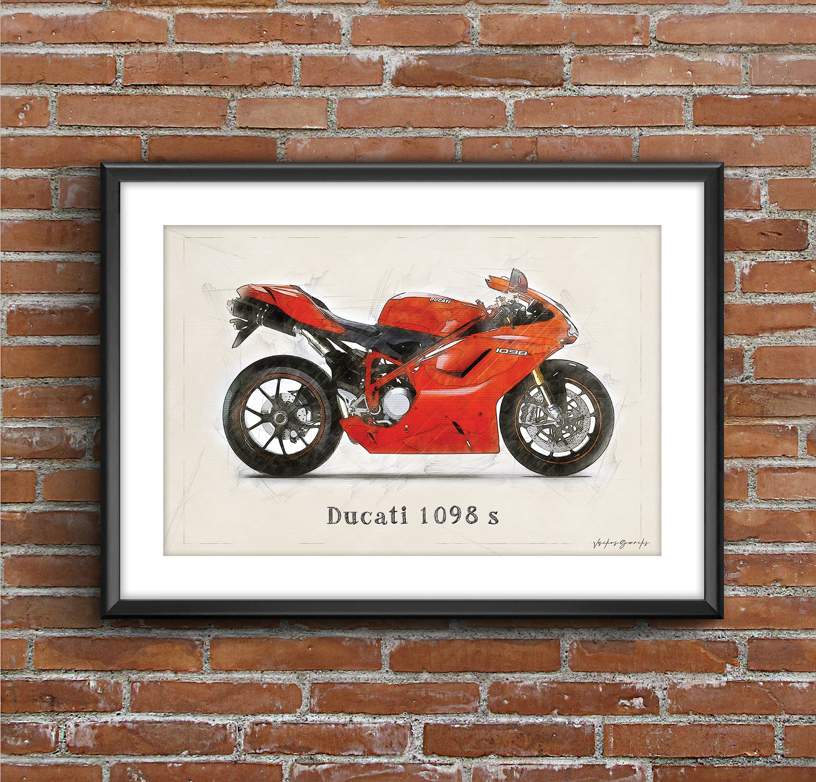 Ducati 1098S, art sketch poster [no frame]