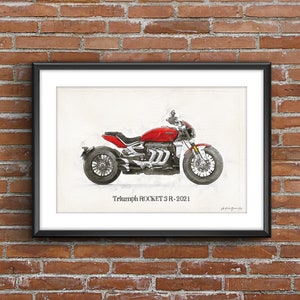 Triumph ROCKET 3 R - 2021, art sketch poster [no frame]