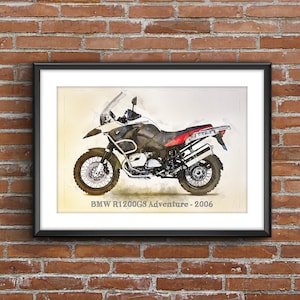 BMW R1200GS Adventure - 2006, art sketch poster [no frame]