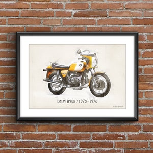BMW R 90S/ 1973 - 1976、アートスケッチポスター[フレームなし]