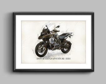 BMW R 1250 GS Adventure Kalamata Metallic Matte 2020 Art Sketch Poster no Frame Etsy Australia