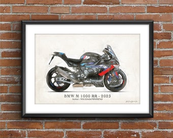 BMW M 1000 RR (2023) - 2 Sketches - , art sketch posters [no frame]