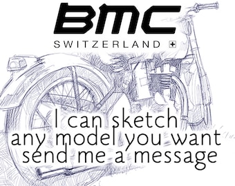 BMC Cycling -  I can sketch any model you want, send me a message, art sketch poster [no frame]
