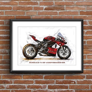Ducati Panigale V4 25 Anniversario 916, art sketch poster [no frame]