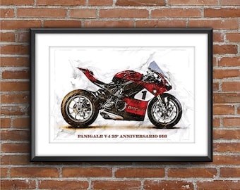 Ducati Panigale V4 25 Anniversario 916, art sketch poster [no frame]