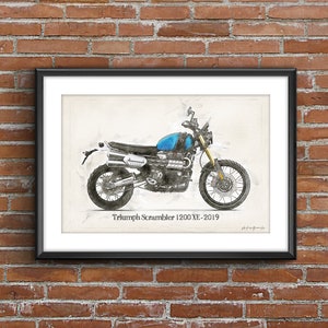 Triumph Scrambler 1200 XE - 2019, art sketch poster [no frame]