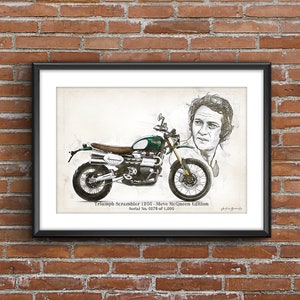 Triumph Scrambler 1200 - Steve McQueen Edition [Any S/N you want], art sketch poster [no frame]