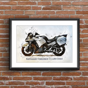 Kawasaki Concours 14 ABS (2020), art sketch poster [no frame]