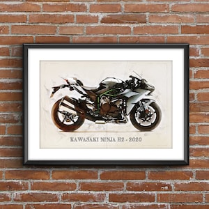 Kawasaki Ninja H2 - 2020, art sketch poster [no frame]