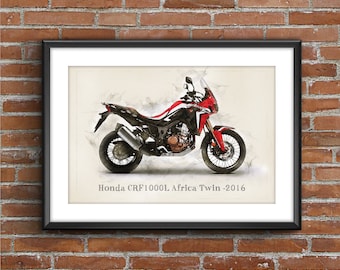 Honda CRF1000L Africa Twin -2016, art sketch poster [no frame]