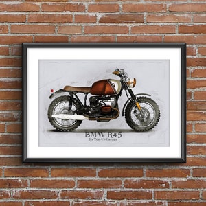 BMW R45 by Ton-Up Garage, art sketch poster [no frame]