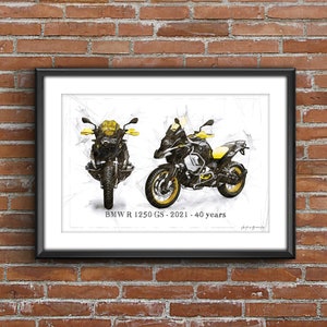 BMW R 1250 GS 40th Anniversary - 2021, art sketch poster [no frame]