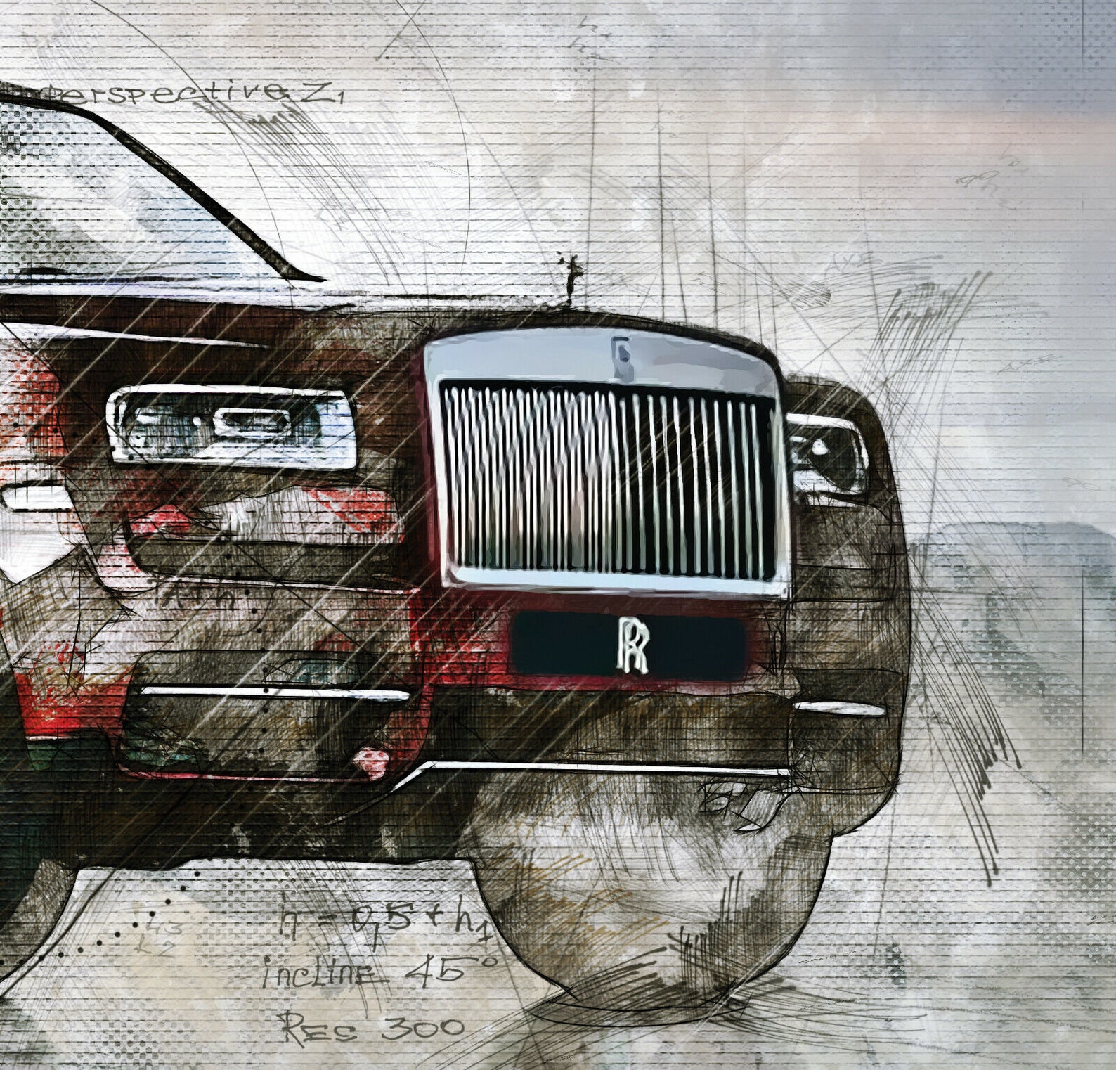 Rolls-Royce Cullinan 2020 art sketch poster no frame | Etsy