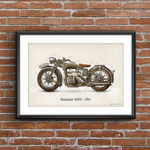 Zundapp K800 - 1941, art sketch poster [no frame]