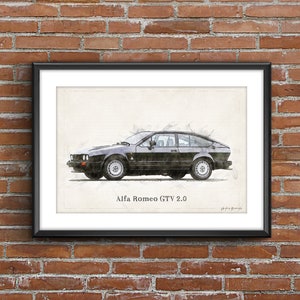 Alfa Romeo GTV 2.0, art sketch poster [no frame]