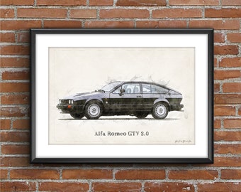 Alfa Romeo GTV 2.0, art sketch poster [no frame]