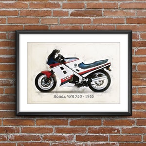 Honda VFR 750 - 1985, art sketch poster [no frame]
