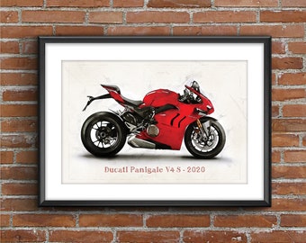 Ducati Panigale V4 S - 2020, art sketch poster [no frame]