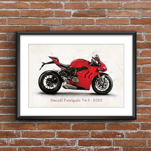 Ducati Panigale V4 S - 2020, póster de boceto artístico [sin marco]
