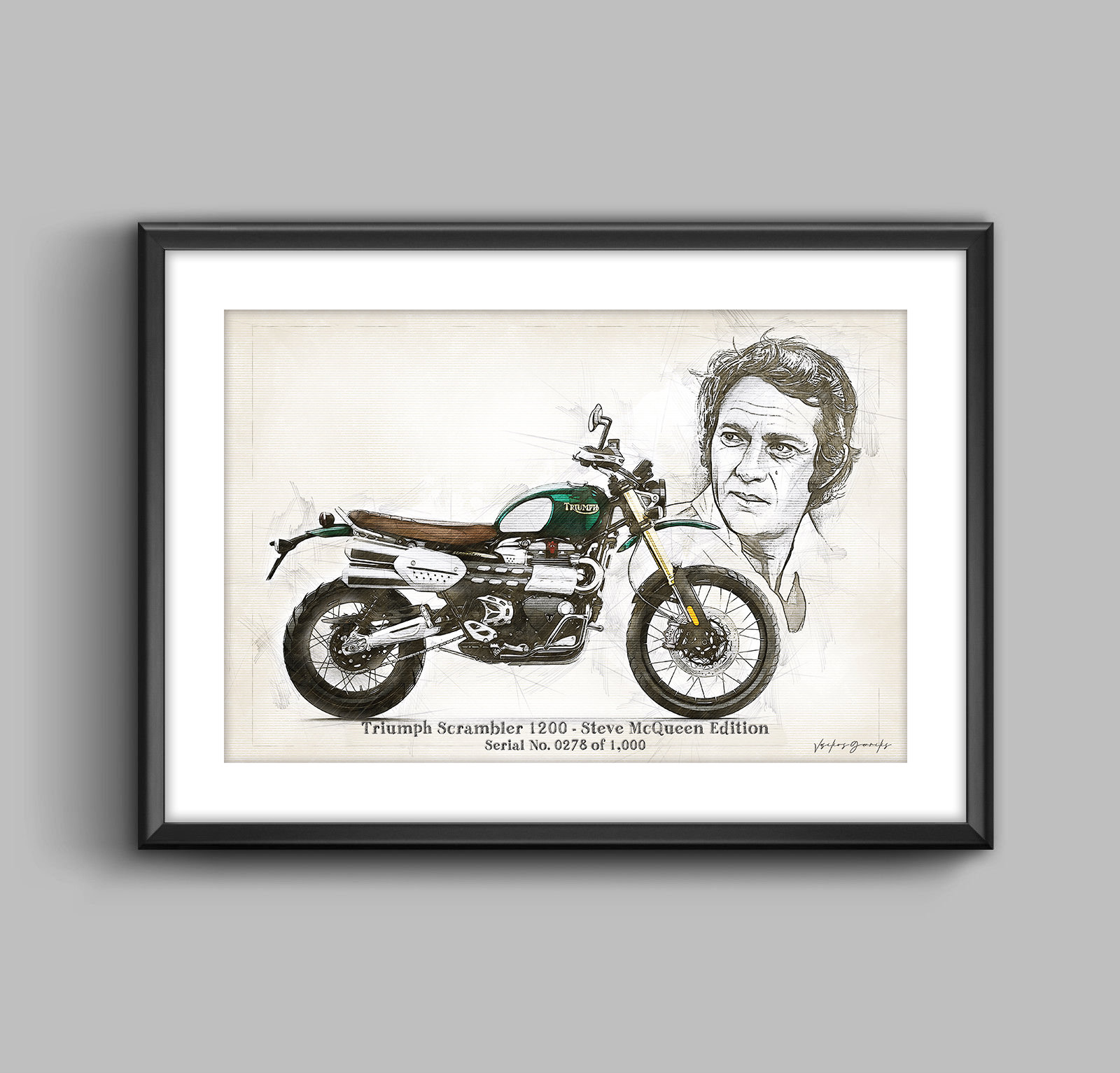 Triumph Scrambler 1200 Steve Mcqueen Edition any S N You Want Art Sketch Poster no Frame Etsy Ireland