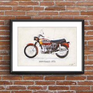 BMW R 60/5 - 1973, poster schizzo artistico [senza cornice]