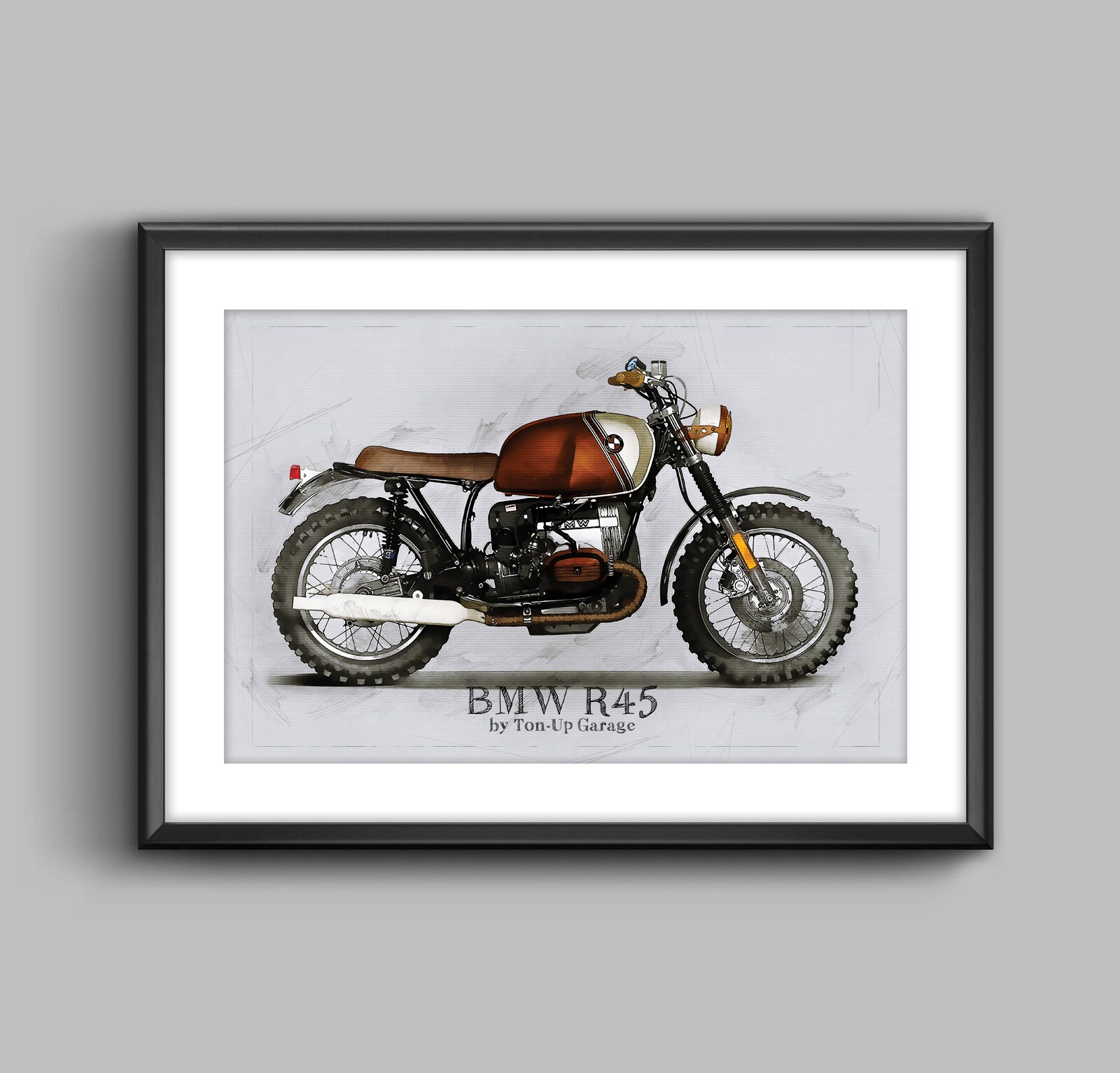 BMW R45 by Ton-up Garage, Art Sketch Poster [no Frame] - Etsy