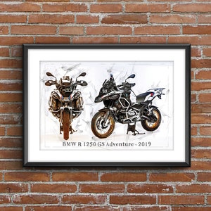 BMW R 1250 GS Adventure - 2020, art sketch poster [no frame]