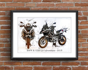 BMW R 1250 GS Adventure - 2020, art sketch poster [no frame]
