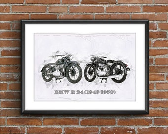 BMW R 24 (1948 - 1950), art sketch poster [no frame]
