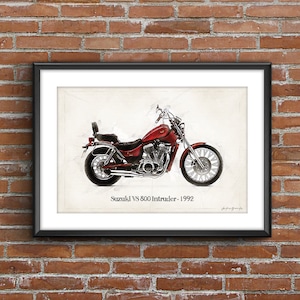 Suzuki VS 800 Intruder - 1992, Art Sketch Poster [without frame]