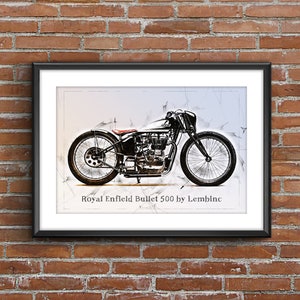 Royal Enfield Bullet 500 von Lembinc, Kunstskizze Poster [ohne Rahmen]