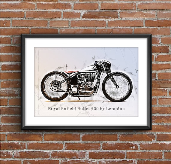 Royal Enfield Bullet 500 by Lembinc Art Sketch Poster no Frame Etsy